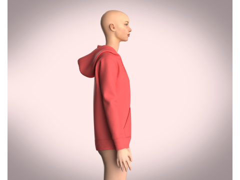 Girls Zipper Hoodie - Red 3D Model