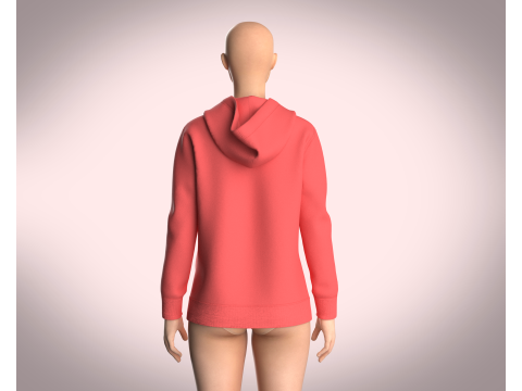 Girls Zipper Hoodie - Red 3D Model