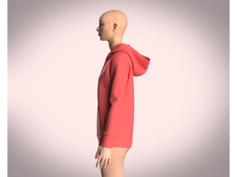 Girls Zipper Hoodie - Red 3D Model