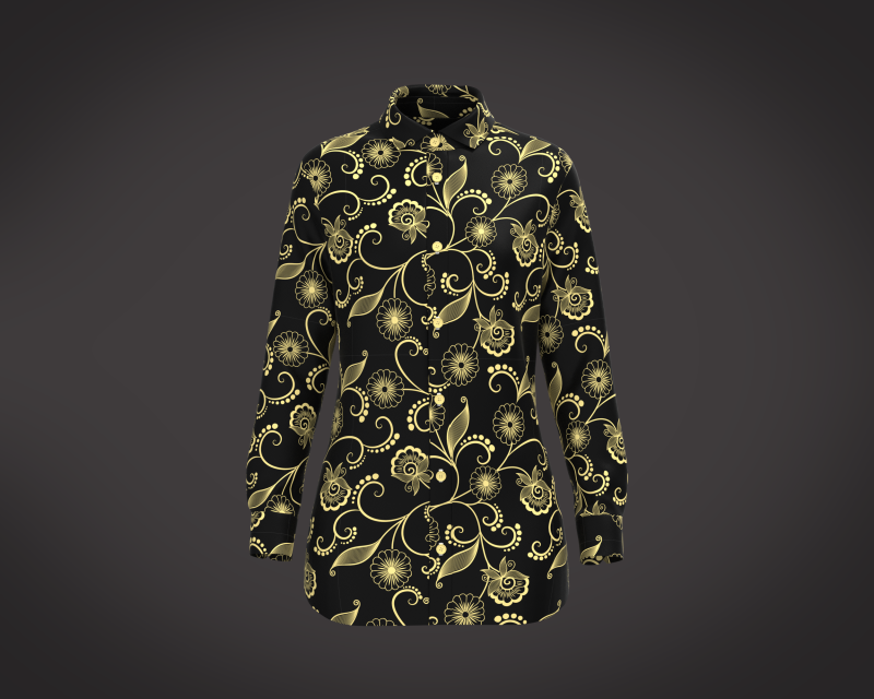 Ladies Long Sleeve Gold Print Shirt 3D 模型 .c4d .max .obj .3ds .fbx .stl .blend 