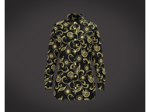 Ladies Long Sleeve Gold Print Shirt 3Dモデル