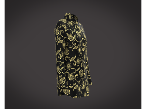 Ladies Long Sleeve Gold Print Shirt 3D 模型