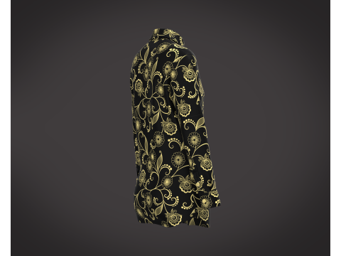Ladies Long Sleeve Gold Print Shirt 3D 模型