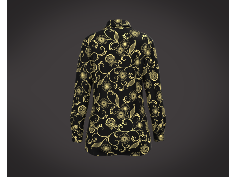 Ladies Long Sleeve Gold Print Shirt 3D 模型