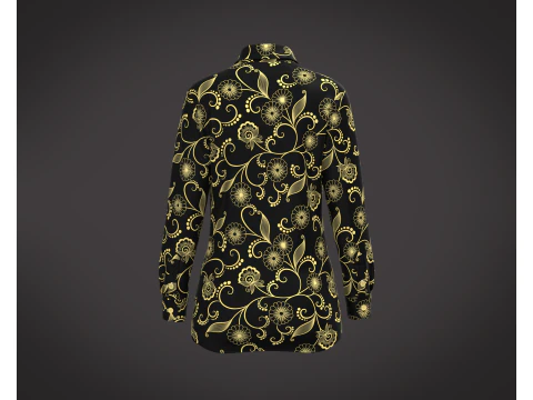 Ladies Long Sleeve Gold Print Shirt 3D Model
