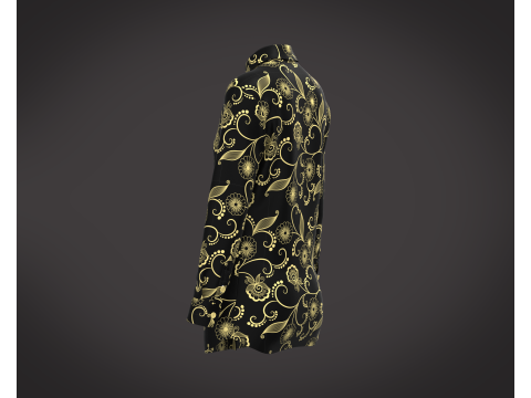 Ladies Long Sleeve Gold Print Shirt 3D 模型