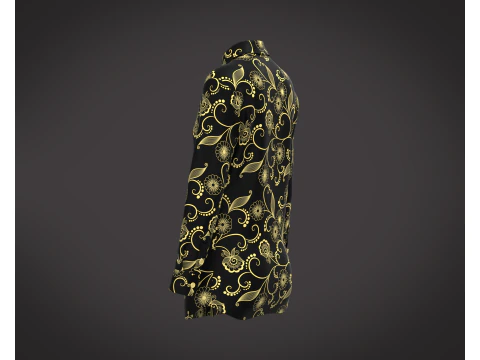 Ladies Long Sleeve Gold Print Shirt 3D Model