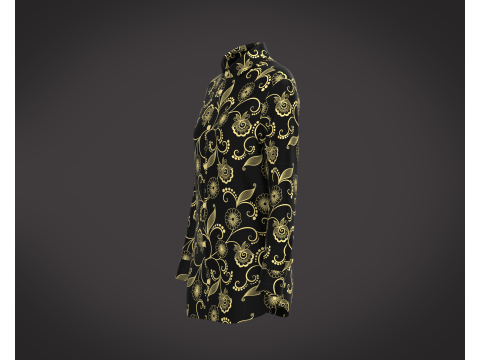 Ladies Long Sleeve Gold Print Shirt 3D 模型