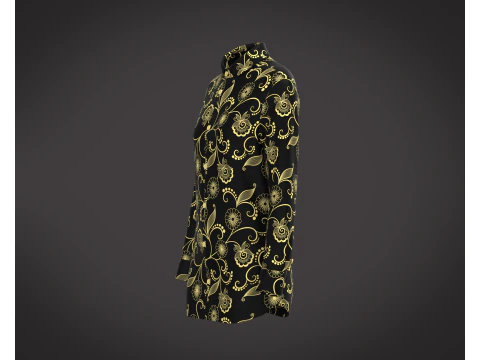 Ladies Long Sleeve Gold Print Shirt 3D Model