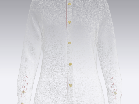 Ladies Long Sleeve Gold Print Shirt 3D 模型