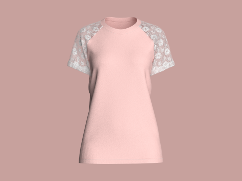 Ladies Raglan Tops Model 3D