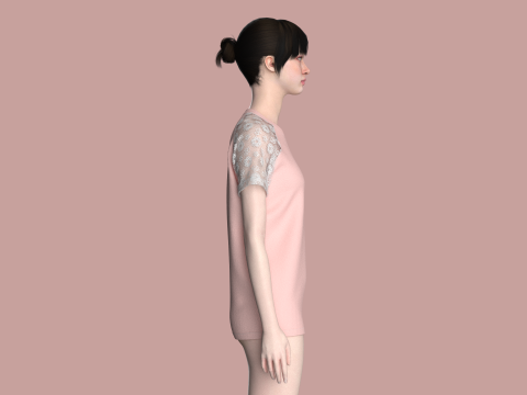 Ladies Raglan Tops Model 3D
