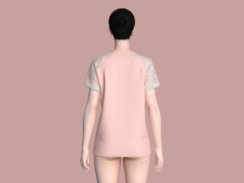 Ladies Raglan Tops Model 3D