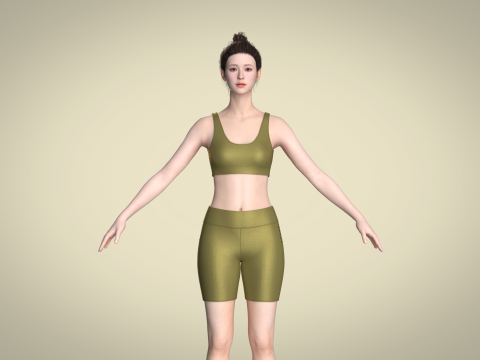 Ladies Yoga Bra With Shorts Modelo 3D