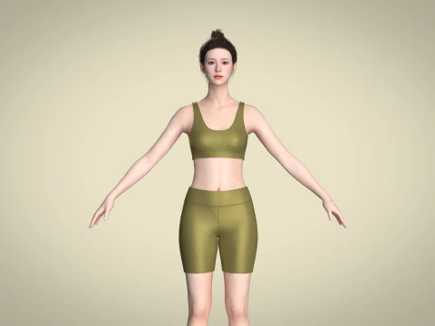 レディースヨガブラショーツ付き 3Dモデル