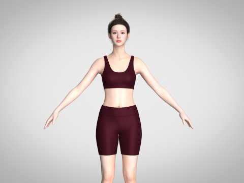 Ladies Yoga Bra With Shorts V2 3D Model