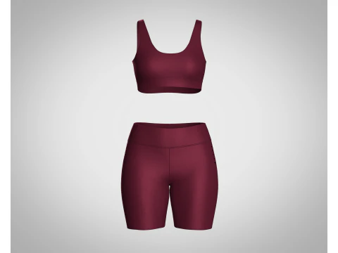 Ladies Yoga Bra With Shorts V2 3D Model