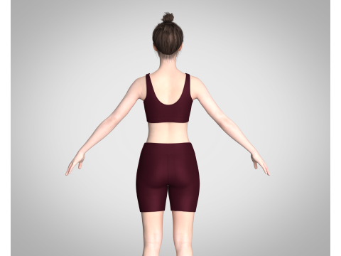 Ladies Yoga Bra With Shorts V2 3D 模型