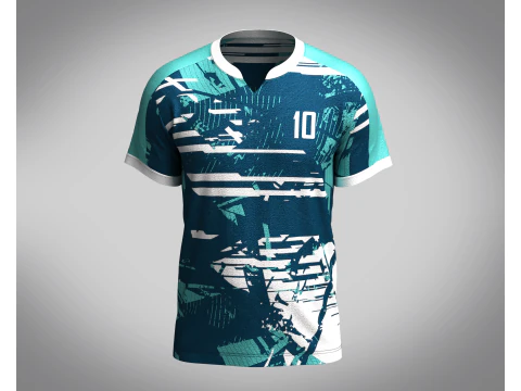 Jogador de camisa azul multicolorida de futebol masculino-10 Modelo 3D