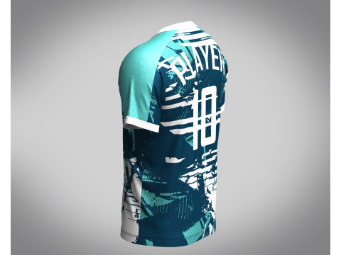 Men Soccer Multi color Blue Jersey Player-10 3D मॉडल