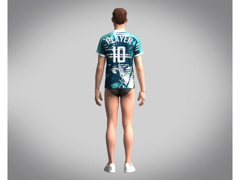Men Soccer Multi color Blue Jersey Player-10 3D मॉडल