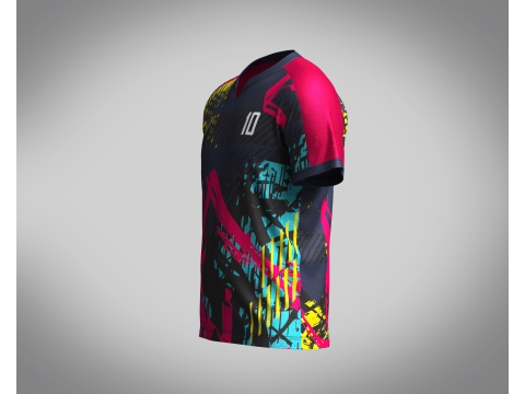 Men Soccer Multi color Jersey Player-10 3D 모델