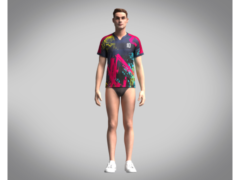 Men Soccer Multi color Jersey Player-10 3D 모델