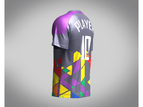 Soccer Ash with Multi color Jersey Player-10 3D Model