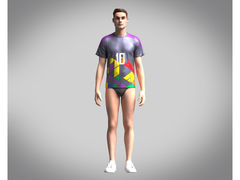 Soccer Ash with Multi color Jersey Player-10 3D Model