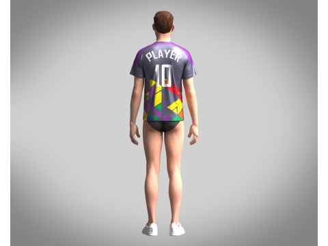 Soccer Ash with Multi color Jersey Player-10 3D Model