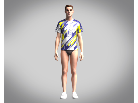 Soccer Yellow with multi color blue Jersey Player-10 3D Modell