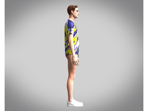 Soccer Yellow with multi color blue Jersey Player-10 3D Modell