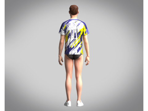 Soccer Yellow with multi color blue Jersey Player-10 3D Modell