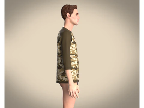 Tshirt Three Quarter Sleeve 3D Model