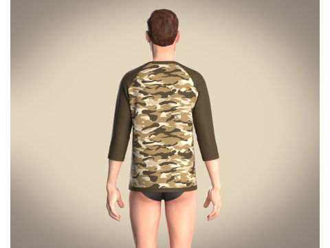 Tshirt Three Quarter Sleeve 3Dモデル