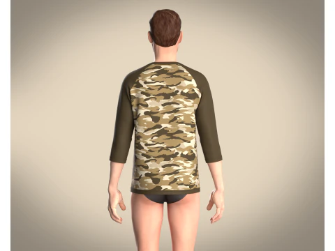 Tshirt Three Quarter Sleeve 3D Model