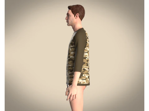 Tshirt Three Quarter Sleeve 3D Model