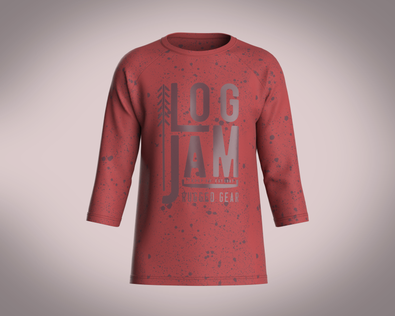 T-Shirt Three Quarter Sleeve - Log Jam 3D Model .c4d .max .obj .3ds .fbx .stl .blend 