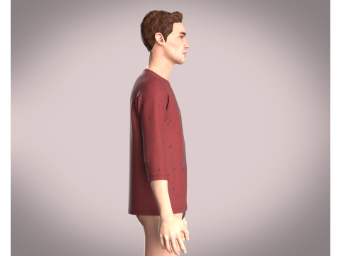 T-Shirt Three Quarter Sleeve - Log Jam 3D Model