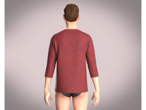 T-Shirt Three Quarter Sleeve - Log Jam 3D Model