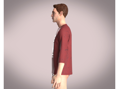 T-Shirt Three Quarter Sleeve - Log Jam 3D Model