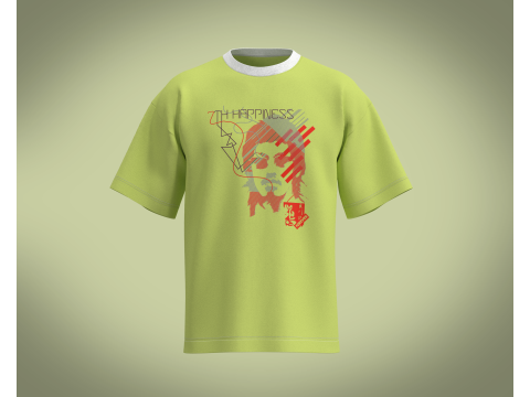 T-Shirt HAPPINESS Modello 3D