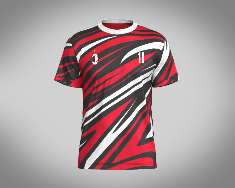 Soccer Red Print Jersey-11 V2 3D Model .c4d .max .obj .3ds .fbx .stl .blend 