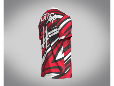 Soccer Red Print Jersey-11 V2 3D Model