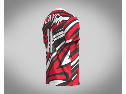 Soccer Red Print Jersey-11 V2 3D Model