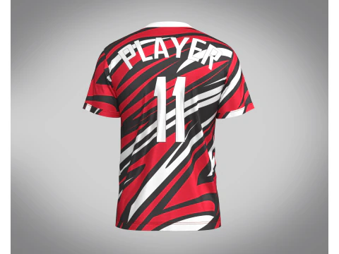 Soccer Red Print Jersey-11 V2 3D Model