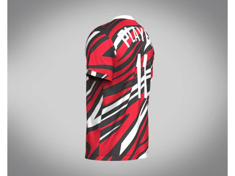 Soccer Red Print Jersey-11 V2 3D Model