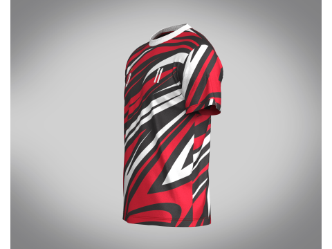 Soccer Red Print Jersey-11 V2 3D Model