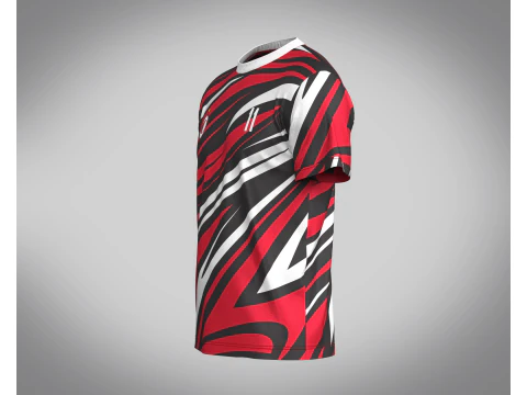 Soccer Red Print Jersey-11 V2 3D Model