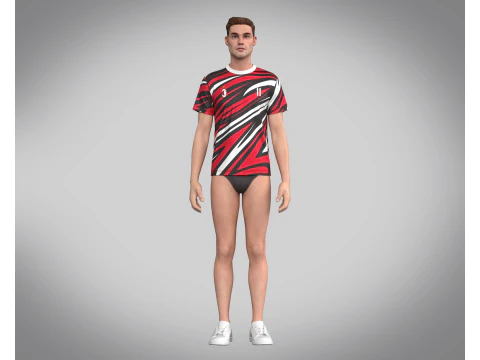 Soccer Red Print Jersey-11 V2 3D Model